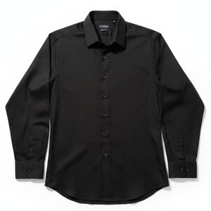 Van Heusen Wrinkle-Free Black Dress Shirt 18.5 36-37 Corporate Casual Academia